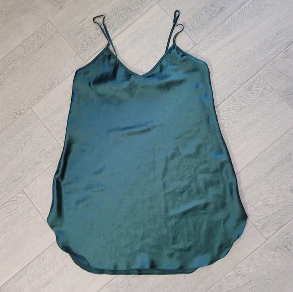 Vintage Secret Treasures Slip Dress Silky Cami Lingerie Sexy Dark Green Small - Picture 3 of 9
